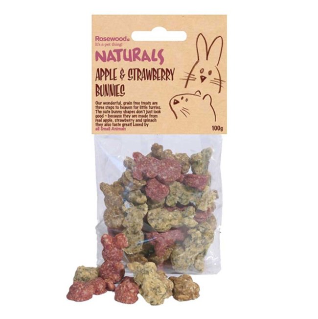 apple and strawberry bunnies small pet treats